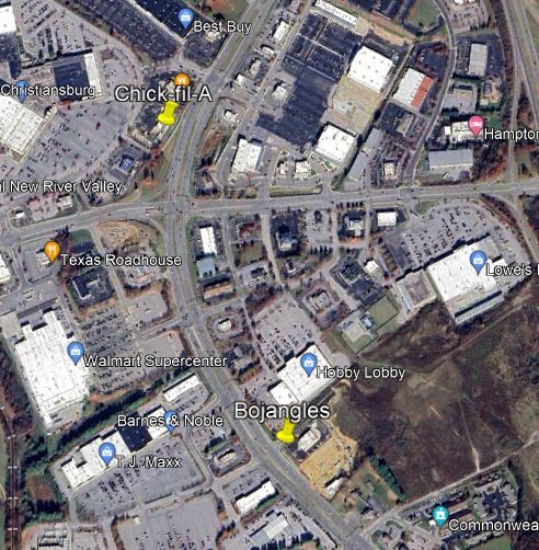 View of Christiansburg on Google Earth